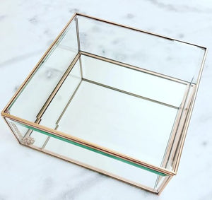 GLASS KEEPSAKE BOX ROSE GOLD TRIM