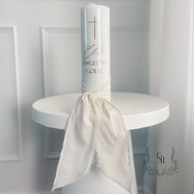 Baptism/Christening Candle - with Calico Wrap