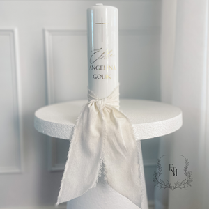 Baptism/Christening Candle - with Calico Wrap