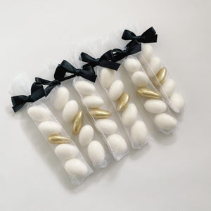 Gold and White Slimline Organza Bomboniere