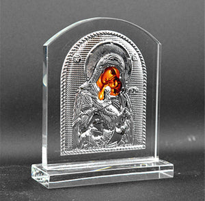 Mother Mary and Jesus Glass Plaque