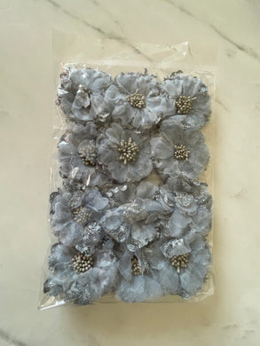 Fabric Lace Flowers - BLUE