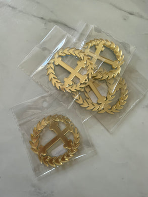 Orthodox Acrylic Cross Wreath Pendant PACK - GOLD