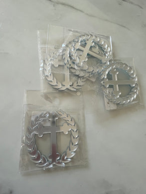 Orthodox Acrylic Cross Wreath Pendant PACK- SILVER