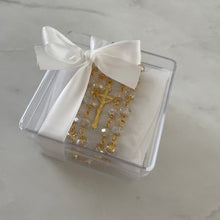 Load image into Gallery viewer, Clear Acrylic Bead Gold Cross Rosary