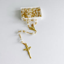 Load image into Gallery viewer, Clear Acrylic Bead Gold Cross Rosary
