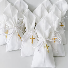 Load image into Gallery viewer, White Pearl Gold Cross Bomboniere