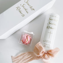 Load image into Gallery viewer, Raw Edge Ribbon Christening Candle