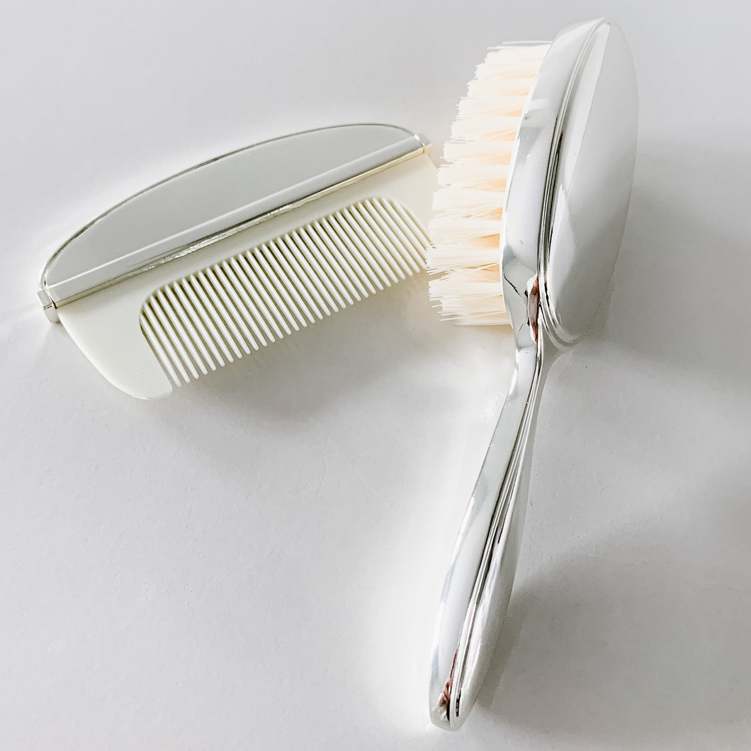 Silver Plated Brush & Comb Set