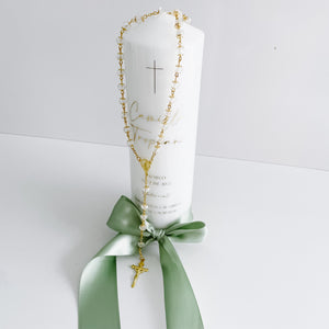 Clear Acrylic Bead Gold Cross Rosary