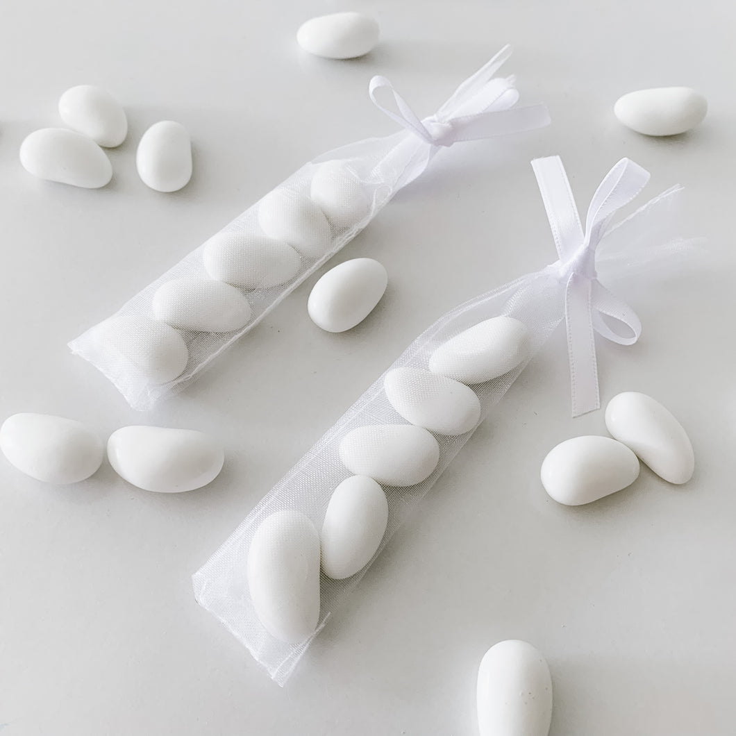 White Slimline Organza Bomboniere