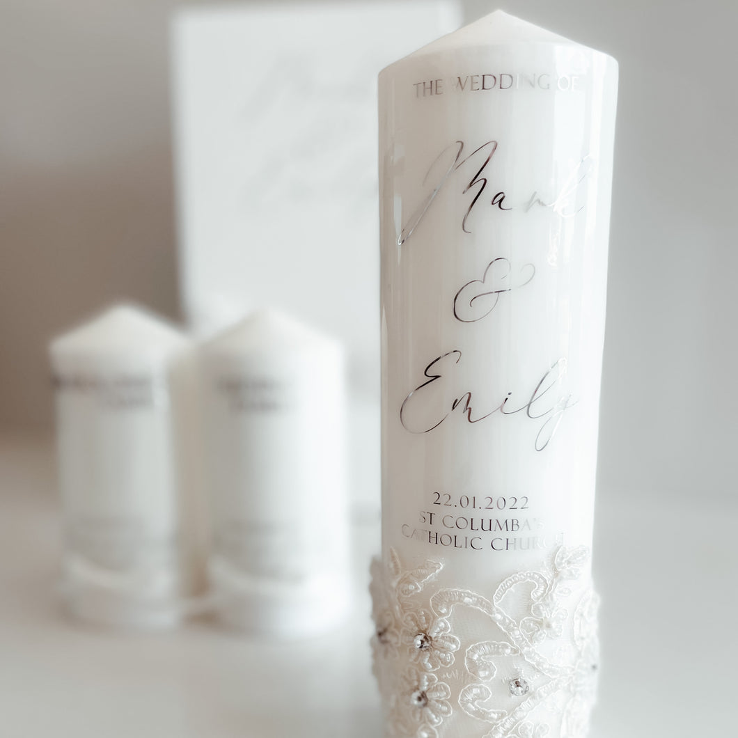 Lace Unity Wedding Candles