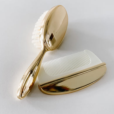 Gold Plated Brush & Comb Set