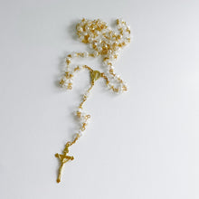 Load image into Gallery viewer, Clear Acrylic Bead Gold Cross Rosary